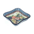 thumbnail image 1 of Blue Rose Polish Pottery Hummingbird Small Square Dish, 1 of 1