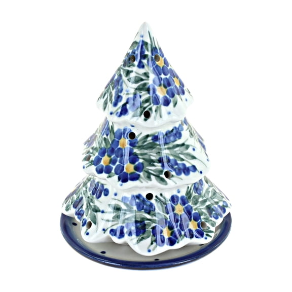 Blue Rose Polish Pottery Hyacinth Christmas Tree Luminary