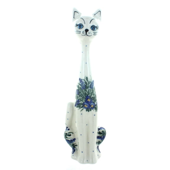 Blue Rose Polish Pottery Hyacinth Large Cat