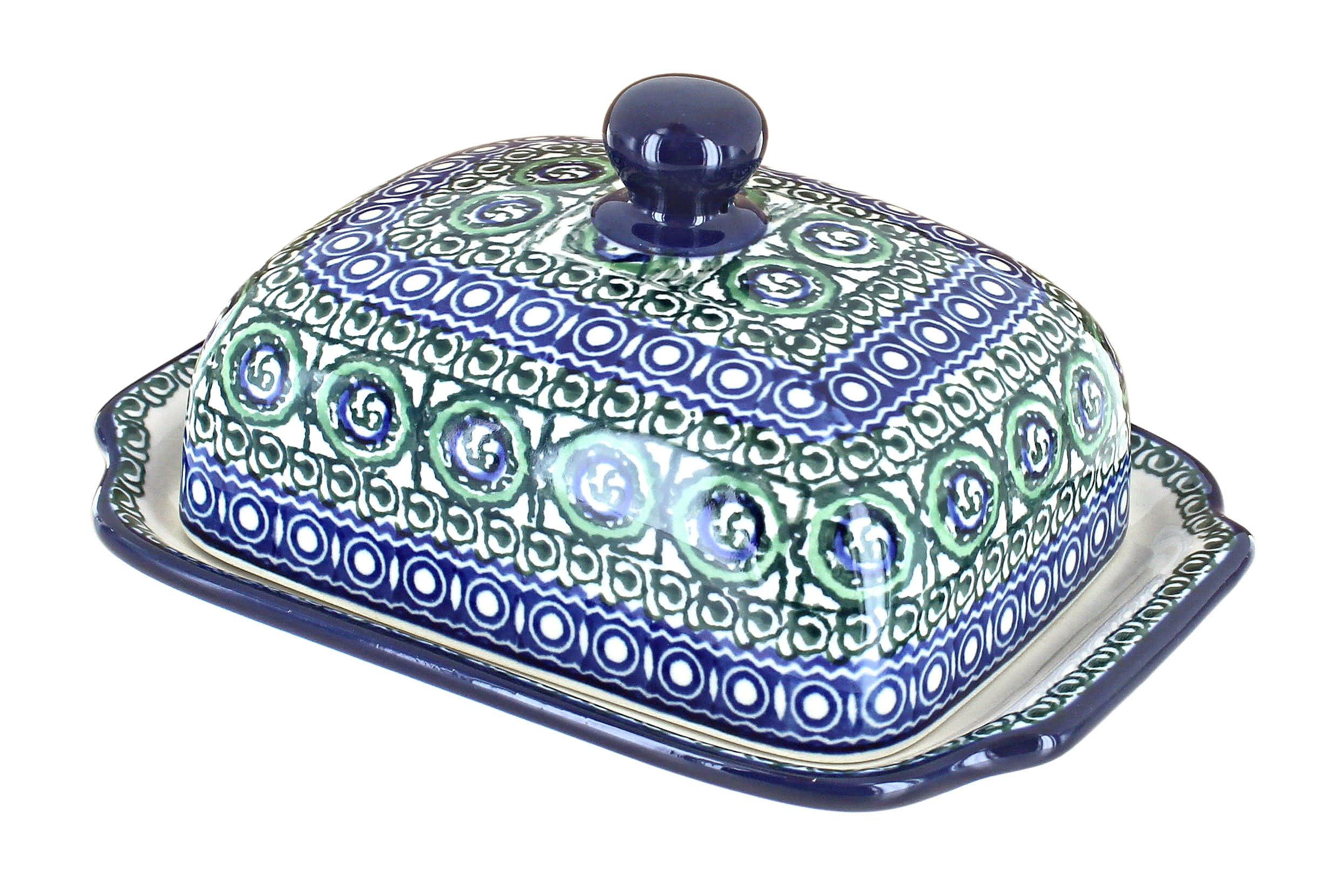 Blue Rose Polish Pottery Indigo Butter Dish