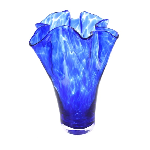Blue Rose Polish Pottery Indoor Tabletop Cobalt Confetti Ribbon Vase