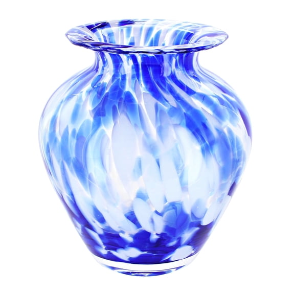 Blue Rose Polish Pottery Indoor Tabletop Cobalt and Opal Glass Vase