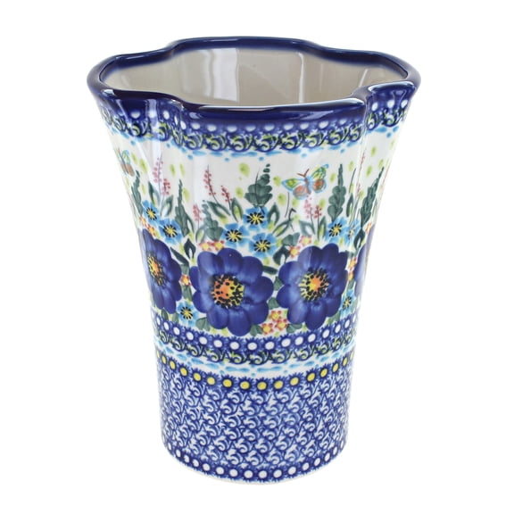 Blue Rose Polish Pottery Indoor Tabletop Garden of Blue Vase