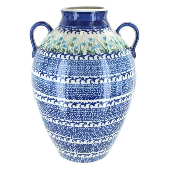 Blue Rose Polish Pottery Indoor Tabletop Misty Large Jug Vase