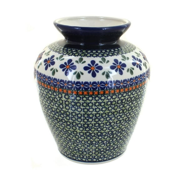 Blue Rose Polish Pottery Indoor Tabletop Mosaic Flower Medium Vase