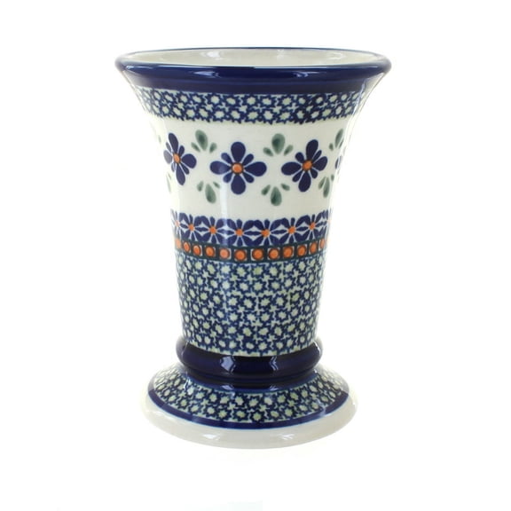 Blue Rose Polish Pottery Indoor Tabletop Mosaic Flower Small Vase
