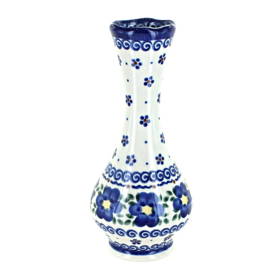 Blue Rose Polish Pottery Indoor Tabletop Spring Blossom Small Bud Vase