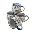 thumbnail image 1 of Blue Rose Polish Pottery Jungle Bouquet 4 Piece Bubble Mug Set, 1 of 2