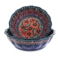 thumbnail image 1 of Blue Rose Polish Pottery Jungle Flower Scallop Serving Bowl Set, 1 of 2