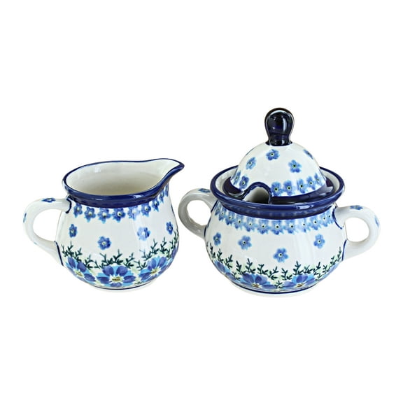 Blue Rose Polish Pottery Kalina Creamer & Sugar Set