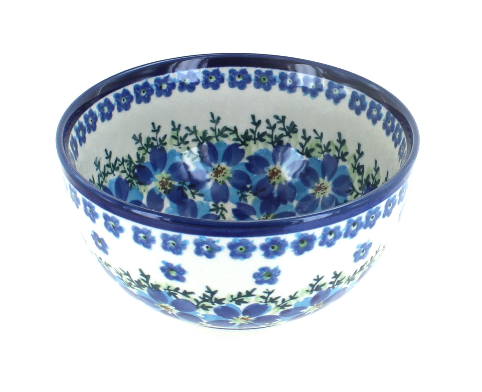 Kalina Blue Floral Handcrafted Polish Dessert Bowl