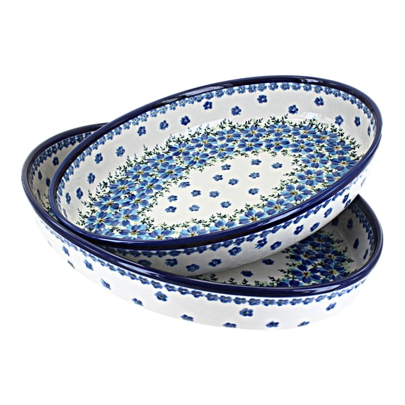 Blue Rose Polish Pottery Kalina Oval Baker Set