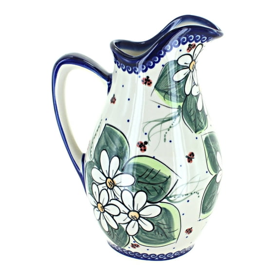Blue Rose Polish Pottery Ladybug Pitcher