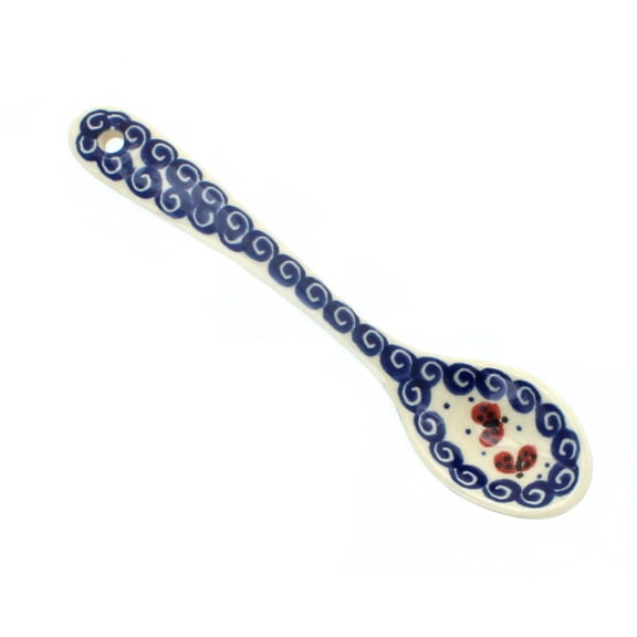 Blue Rose Polish Pottery Ladybug Sugar Spoon