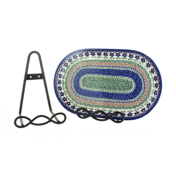 Blue Rose Polish Pottery Large 8" Loop Design Plate Rack