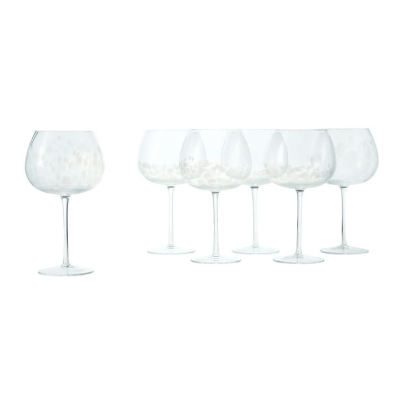 Blue Rose Polish Pottery Large Opal Confetti Wine Goblet - Set of 6