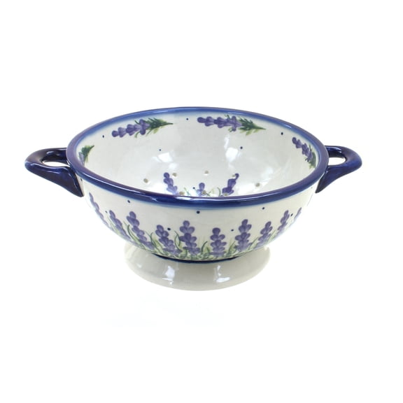 Blue Rose Polish Pottery Lavender Fields Colander