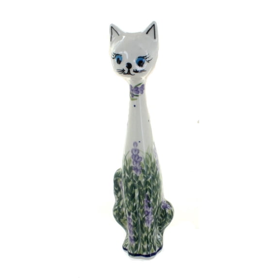 Blue Rose Polish Pottery Lavender Fields Medium Cat