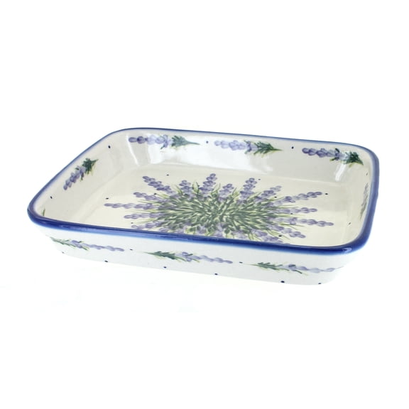 Blue Rose Polish Pottery Lavender Fields Medium Rectangular Baker