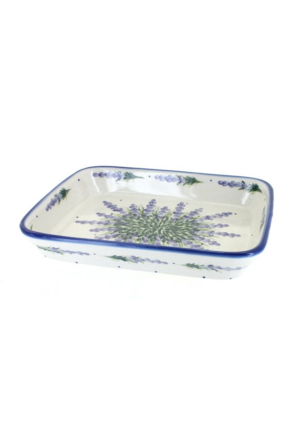 Blue Rose Polish Pottery Lavender Fields Medium Rectangular Baker