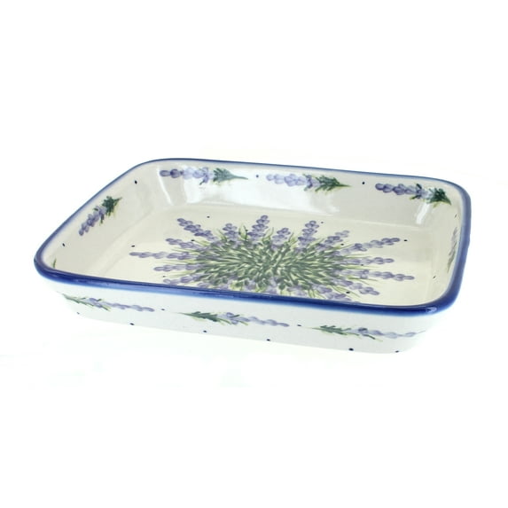 Blue Rose Polish Pottery Lavender Fields Medium Rectangular Baker