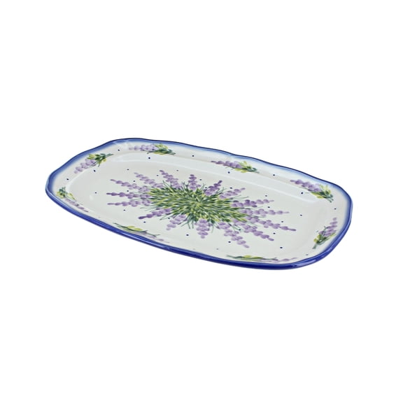 Blue Rose Polish Pottery Lavender Fields Medium Scalloped Serving Platter