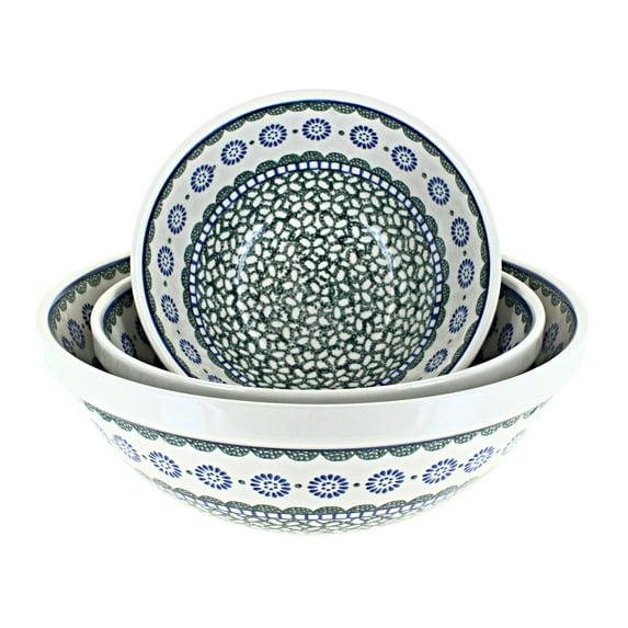 Blue Rose Polish Pottery Maia 3 Piece Serving Bowl Set