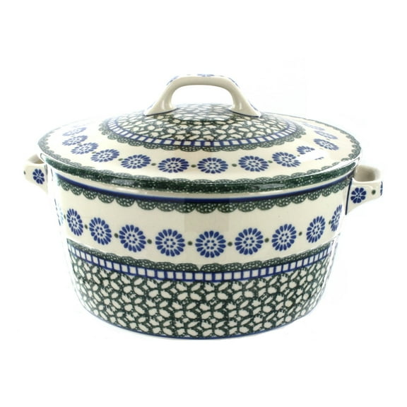 Blue Rose Polish Pottery Maia Covered Round Baker