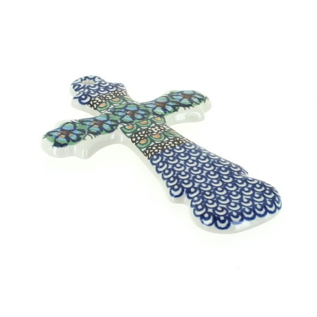 Blue Rose Polish Pottery Mardi Gras Cross