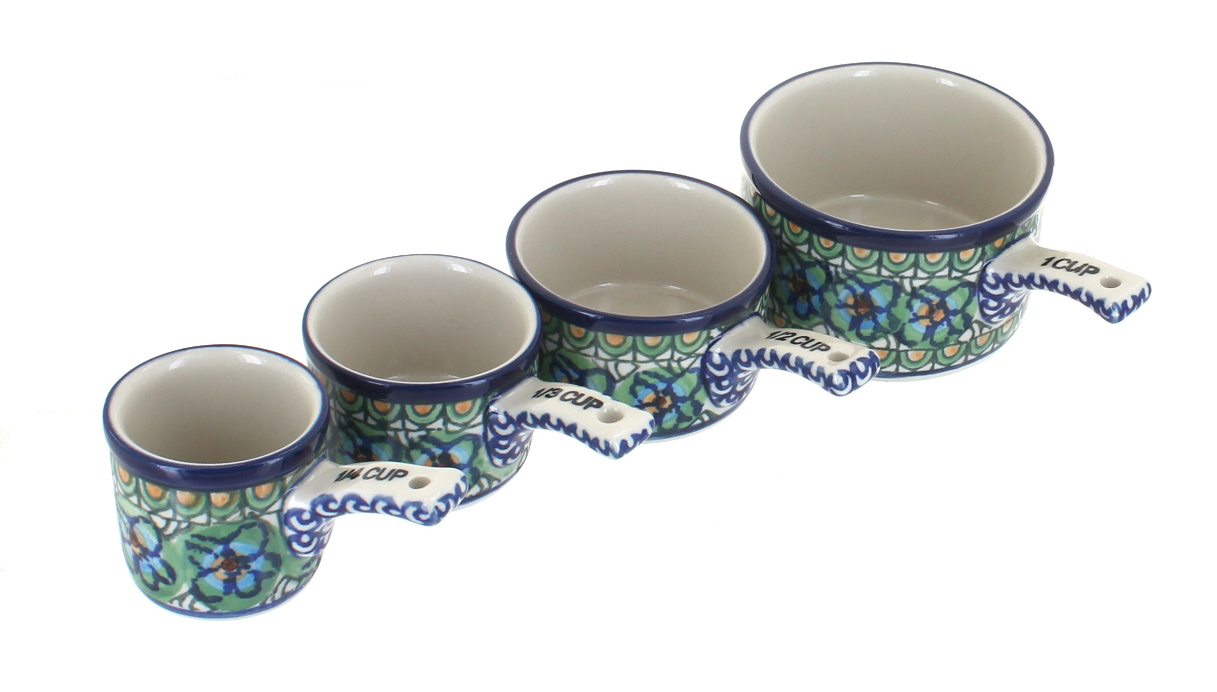 Blue Rose Polish Pottery Blue Violet Measuring Cup Set