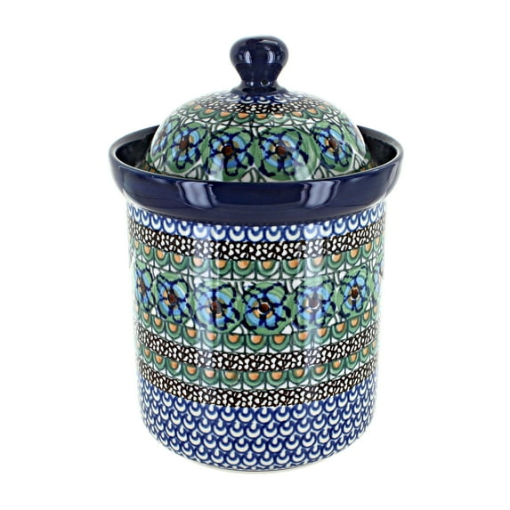 Blue Rose Polish Pottery Mardi Gras Medium Canister