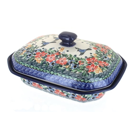 Blue Rose Polish Pottery Maria Medium Covered Baker