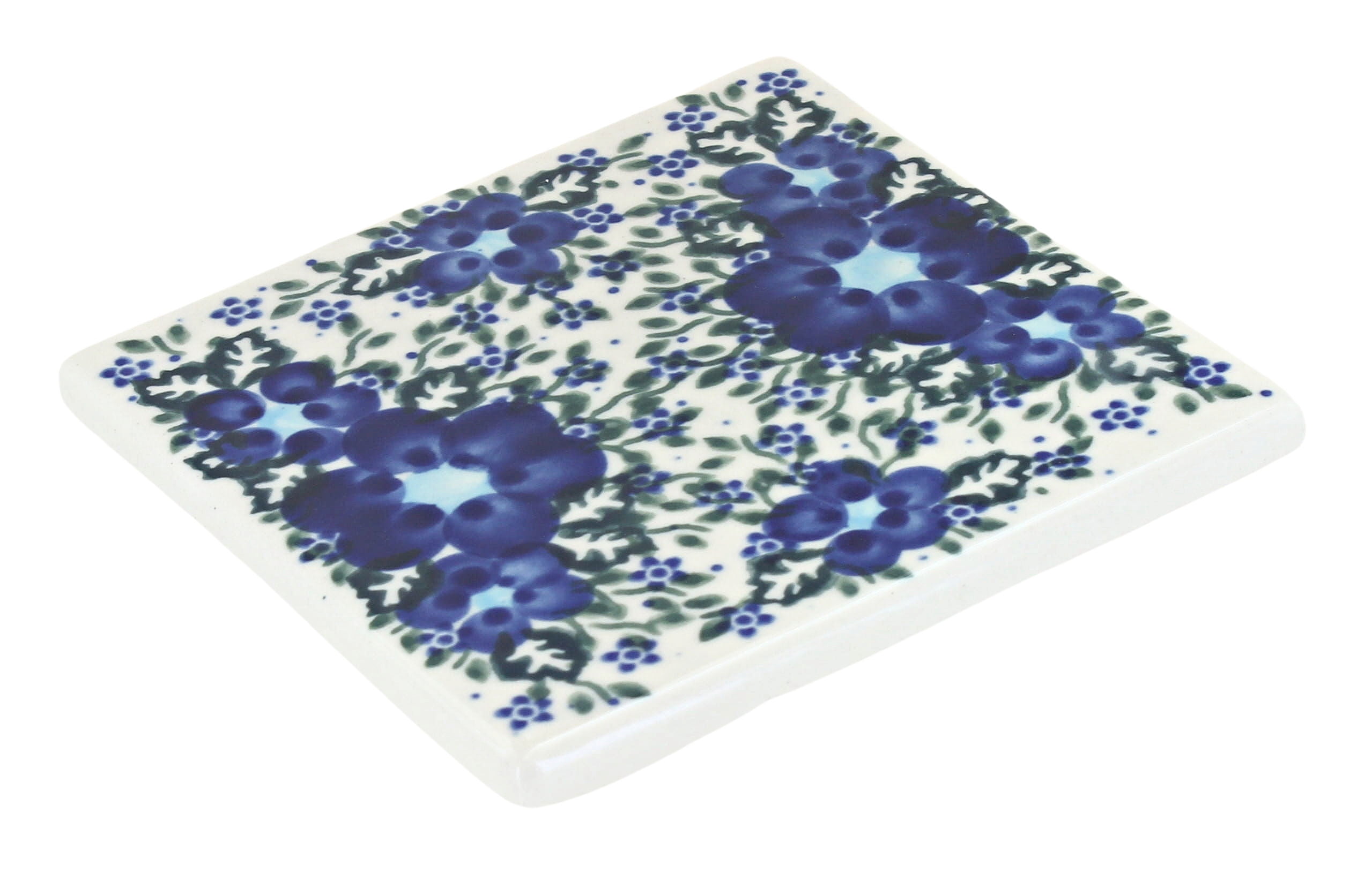Polish Pottery Scarlett 4.5" Square Kitchen Tile - Handmade In Poland