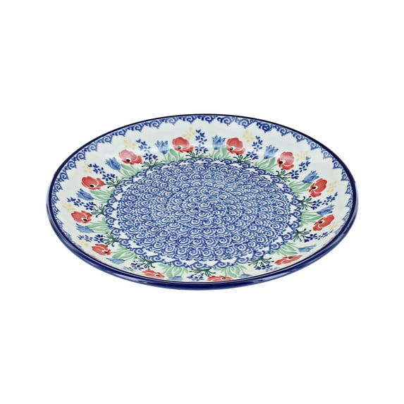 Blue Rose Polish Pottery Memory Garden Dessert Plate