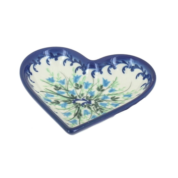 Blue Rose Polish Pottery Misty Heart Dish