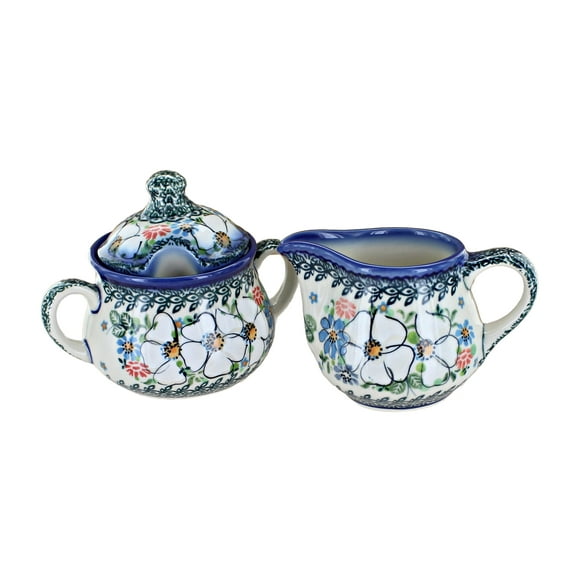 Blue Rose Polish Pottery Morning Medley Cream & Sugar Set