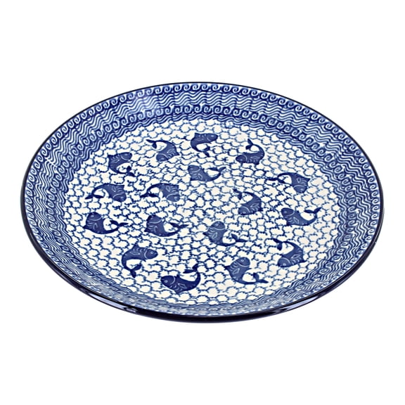 Blue Rose Polish Pottery Mosaic Beach Dinner Plate