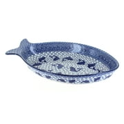 Blue Rose Polish Pottery Mosaic Beach Large Fish Dish