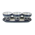thumbnail image 1 of Blue Rose Polish Pottery Mosaic Flower Pots with Tray, 1 of 2