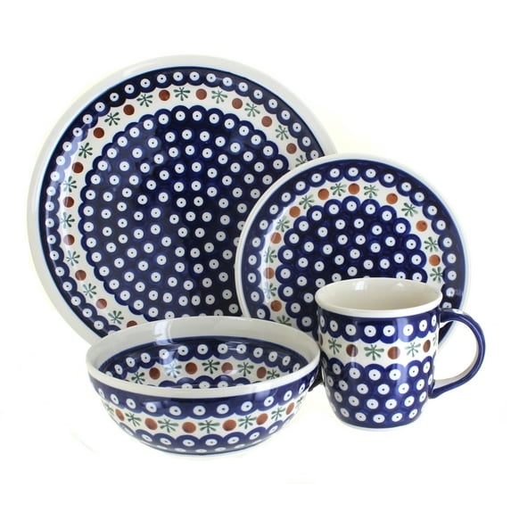 Blue Rose Polish Pottery Nature 4-Piece Place Setting - Service for 1