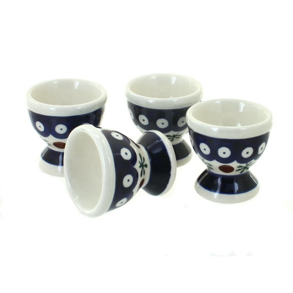 Blue Rose Polish Pottery Nature Egg Cup Set