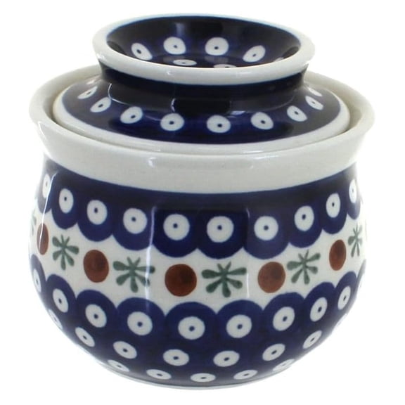 Blue Rose Polish Pottery Nature French Butter Dish