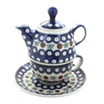 thumbnail image 1 of Blue Rose Polish Pottery Nature Individual Teapot & Cup, 1 of 3