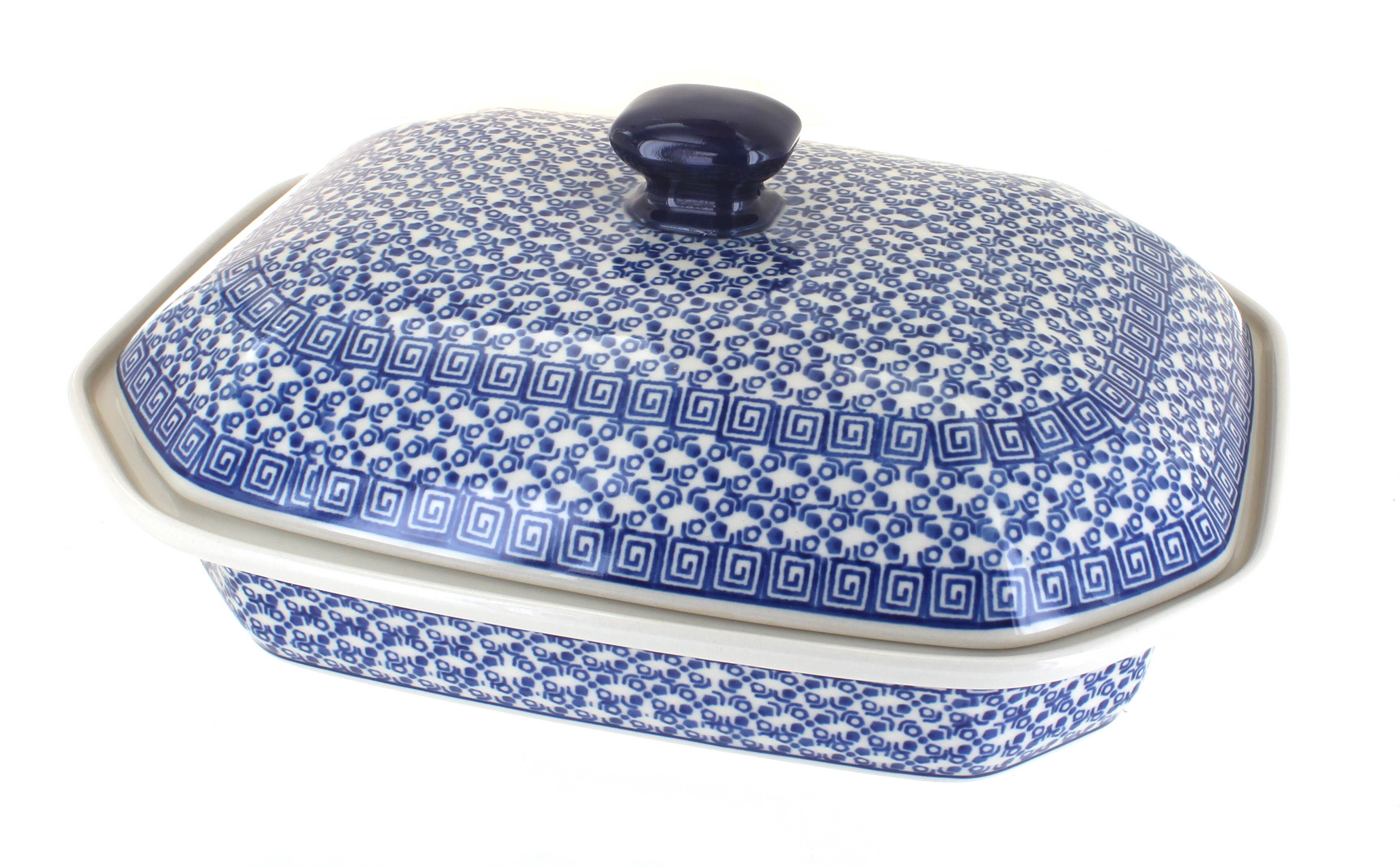 Blue Rose Polish Pottery Olympia Large Covered Baker