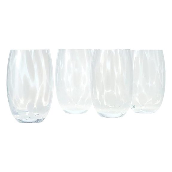 Blue Rose Polish Pottery Opal Confetti Water Glasses – Hand Blown Glassware Set, 18oz, Dishwasher Safe