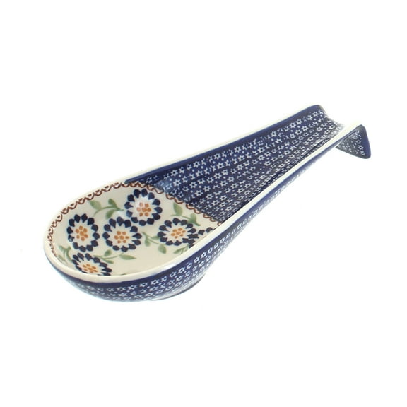 Blue Rose Polish Pottery Peach Blossom Medium Spoon Rest