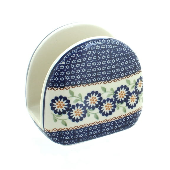 Blue Rose Polish Pottery Peach Blossom Napkin Holder