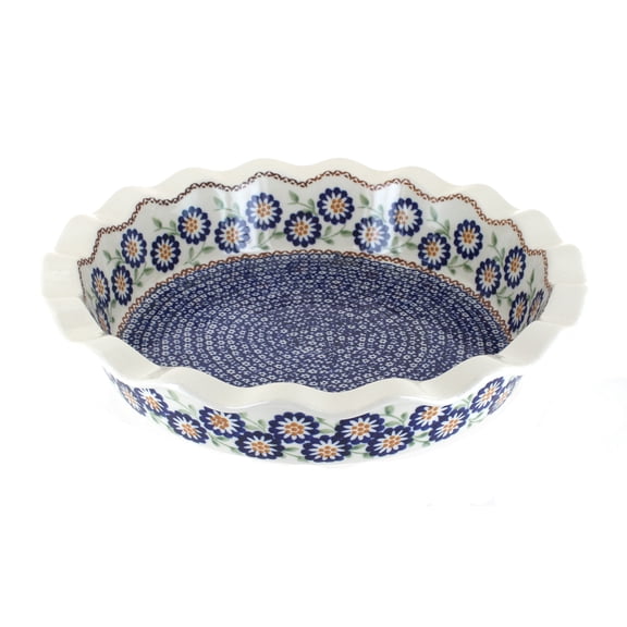 Blue Rose Polish Pottery Peach Blossom Pie Plate