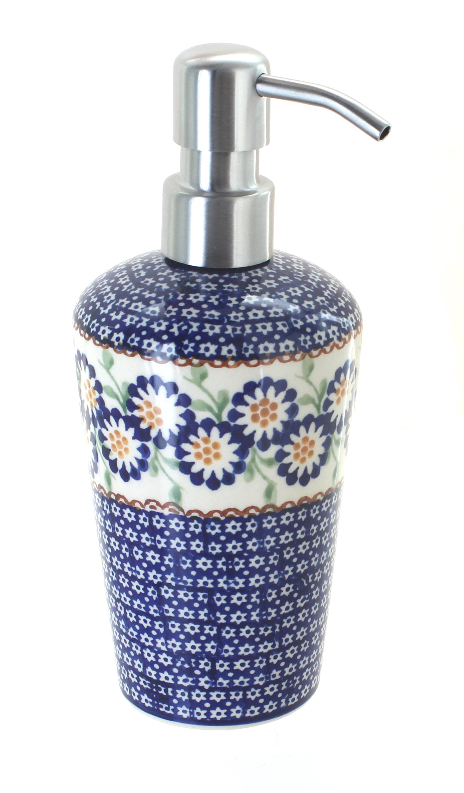Blue Rose Polish Pottery Peach Blossom Soap Dispenser