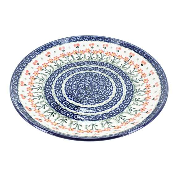 Blue Rose Polish Pottery Peach Posy Dinner Plate